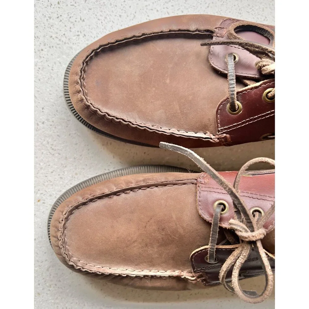 Alpine Design Mens Boat Shoes Size 10.5 D Leather Brown Casual Deck Loafers